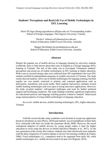 (PDF) STUDENTS’ PERCEPTIONS ON MOBILE .